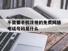 不需要手机注册的免费网络电话号码是什么