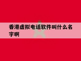 香港虚拟电话软件叫什么名字啊
