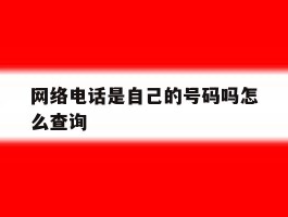 网络电话是自己的号码吗怎么查询