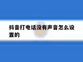 抖音打电话没有声音怎么设置的