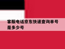 客服电话京东快递查询单号是多少号