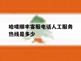 哈喽顺丰客服电话人工服务热线是多少的简单介绍