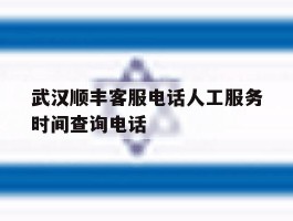 武汉顺丰客服电话人工服务时间查询电话