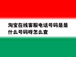 淘宝在线客服电话号码是是什么号码呀怎么查