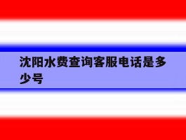 沈阳水费查询客服电话是多少号