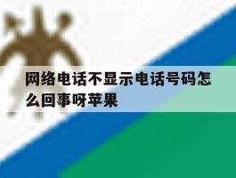 网络电话不显示电话号码怎么回事呀苹果