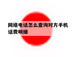 网络电话怎么查询对方手机话费明细
