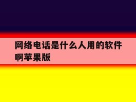 网络电话是什么人用的软件啊苹果版
