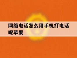 网络电话怎么用手机打电话呢苹果