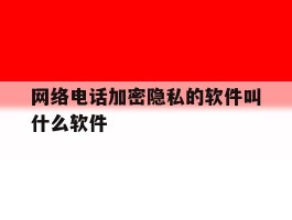 网络电话加密隐私的软件叫什么软件