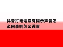 抖音打电话没有提示声音怎么回事啊怎么设置
