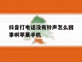抖音打电话没有铃声怎么回事啊苹果手机