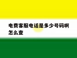 电费客服电话是多少号码啊怎么查的简单介绍