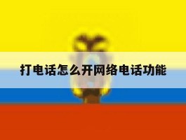 打电话怎么开网络电话功能