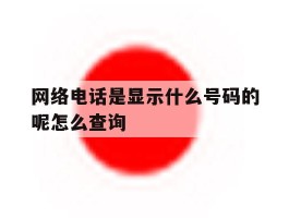 网络电话是显示什么号码的呢怎么查询