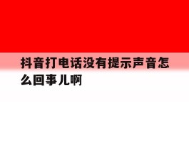 抖音打电话没有提示声音怎么回事儿啊