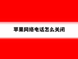 苹果网络电话怎么关闭