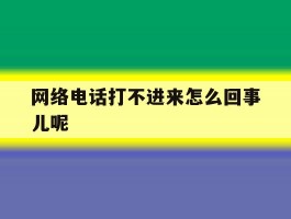 网络电话打不进来怎么回事儿呢