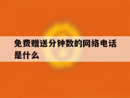 免费赠送分钟数的网络电话是什么
