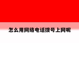 怎么用网络电话拨号上网呢